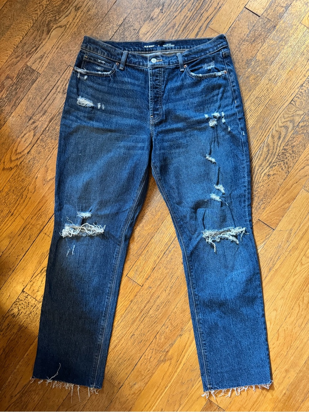 Old Navy High Rise Slouchy Straight Jeans, Secret-Slim Pockets, Women’s Size 12